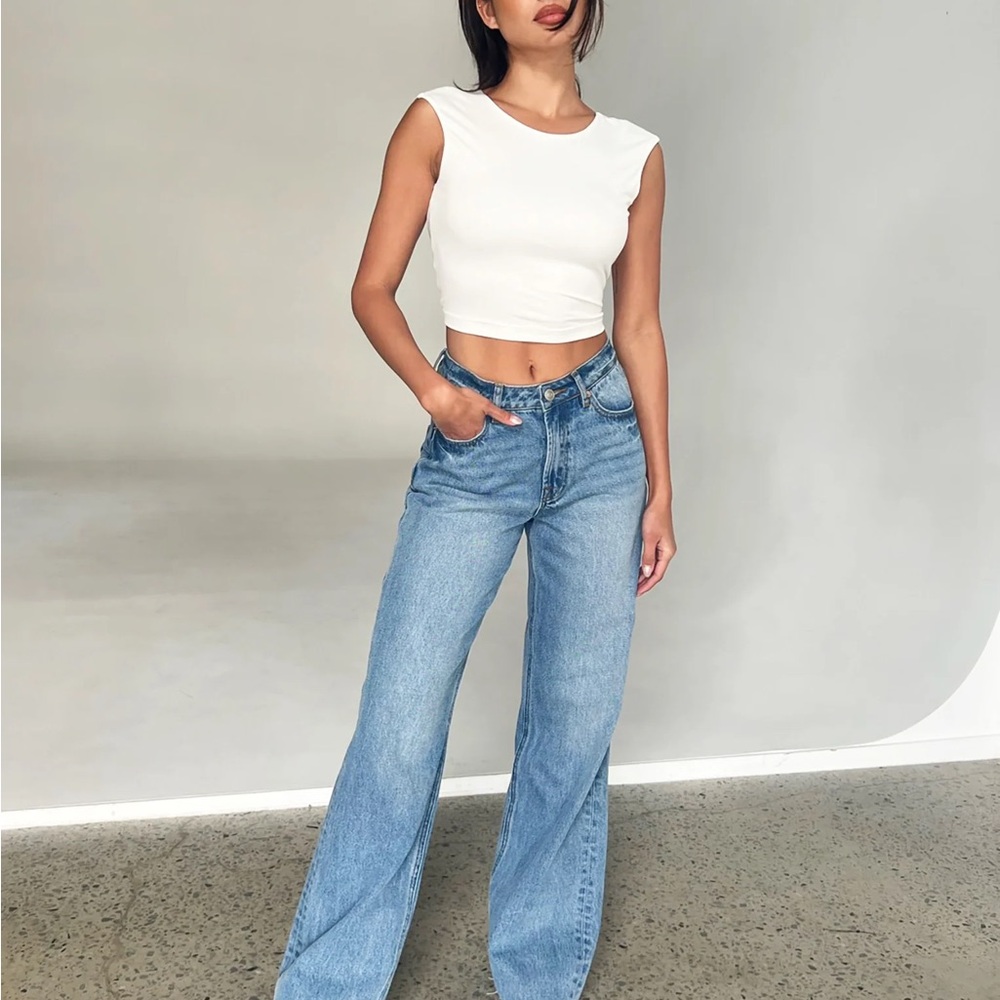 Tiger Mist Blue Flare Wide Leg Jeans
